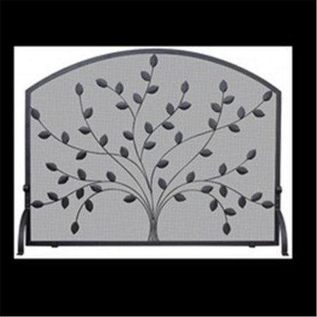 BLUEPRINTS Single Panel Black Wrought Iron Screen With Leaves BL139882